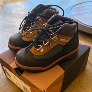 Kids Brown and Black Outdoor Lace-Up Hiking Boots